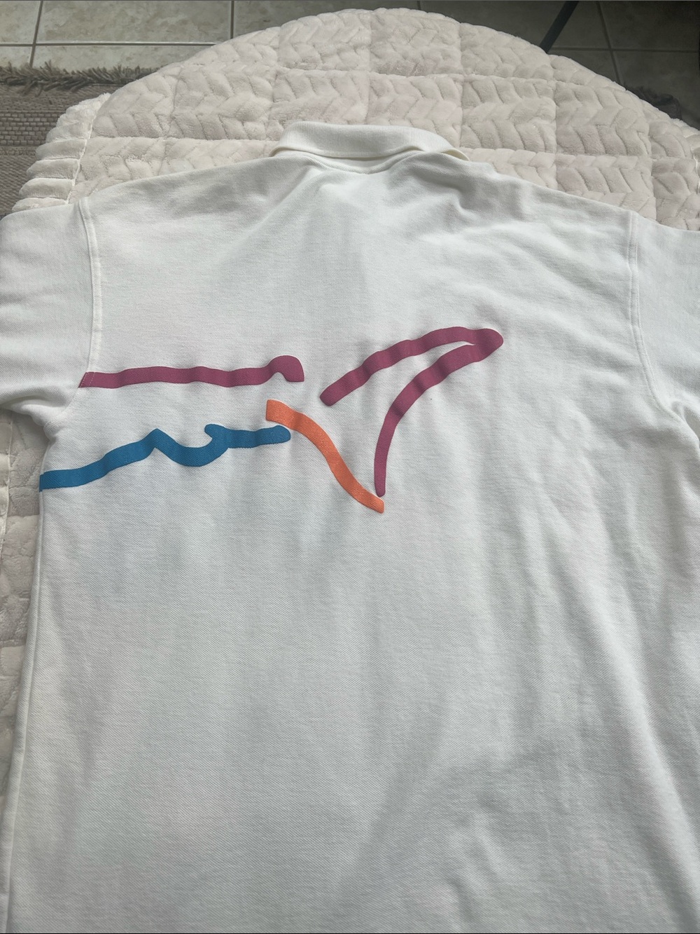 Reebok Vintage 90s Greg Norman White Polo Shirt Medium Wrap-Around Shark - Picture 4 of 8